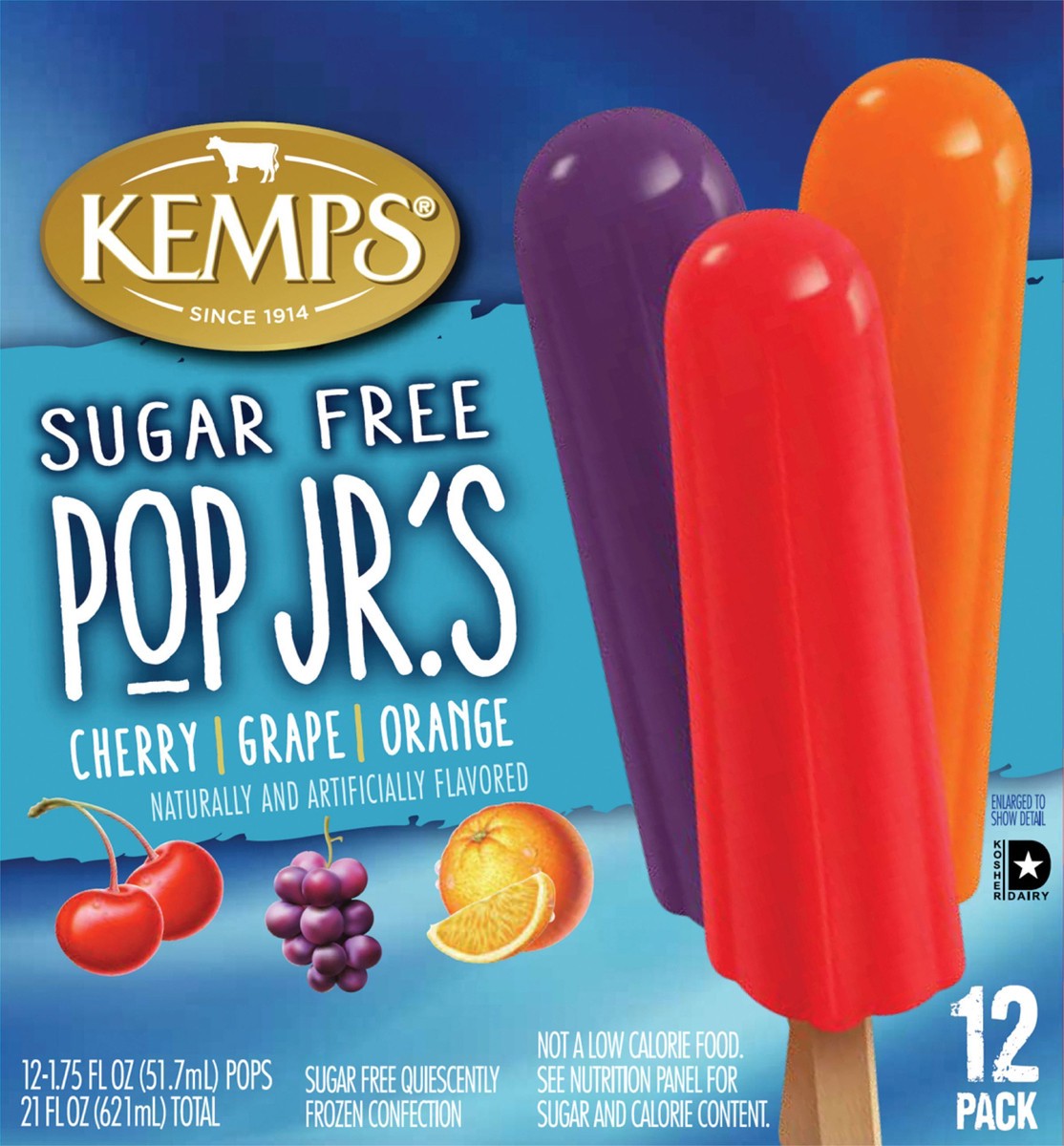 slide 2 of 2, Kemps Assorted Pop Jr's Sugar Free 12Ct,