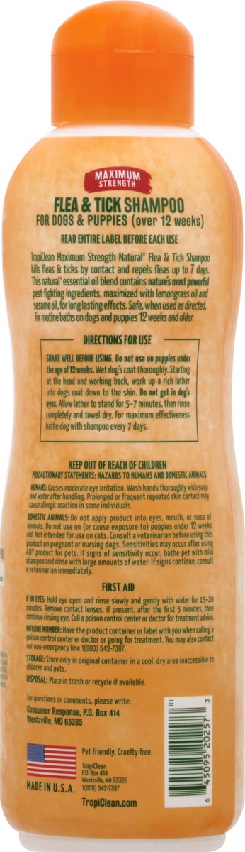 slide 9 of 9, TropiClean Maximum Strength Flea & Tick Dog Shampoo 20 oz, 20 oz