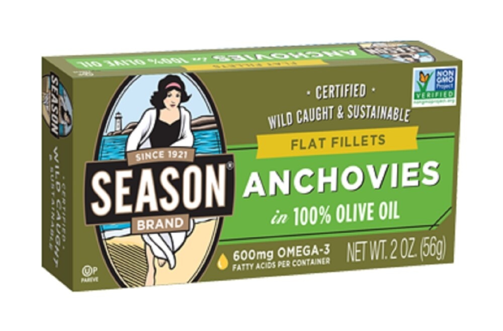 slide 1 of 1, Season Brand Rolled Anchovies, 2 oz