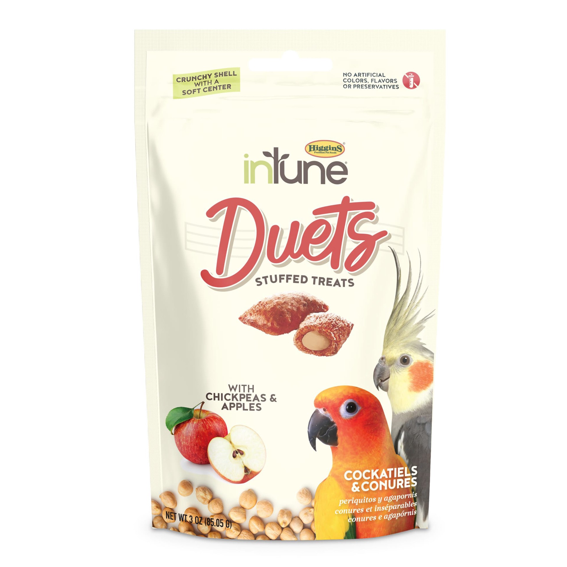 slide 1 of 1, Higgins InTune Duets Chickpeas & Apples for Conures & Lovebirds, 3 oz., 1 ct