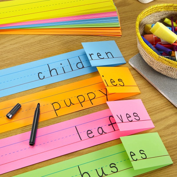 slide 3 of 10, ASTROBRIGHTS Sentence Strips, 3" X 24", Mulitcolor, Pack Of 100 Strips, 100 ct