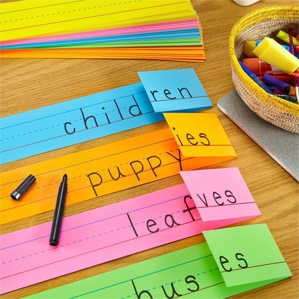 slide 2 of 10, ASTROBRIGHTS Sentence Strips, 3" X 24", Mulitcolor, Pack Of 100 Strips, 100 ct