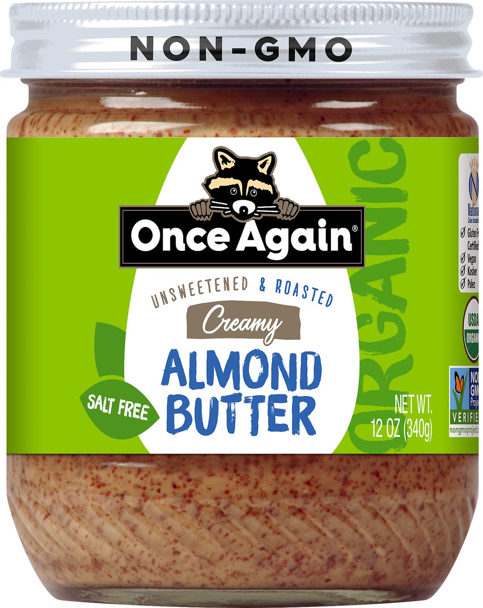 slide 2 of 2, Once Again Unsweetened & Roasted Creamy Almond Butter 12 oz, 12 oz