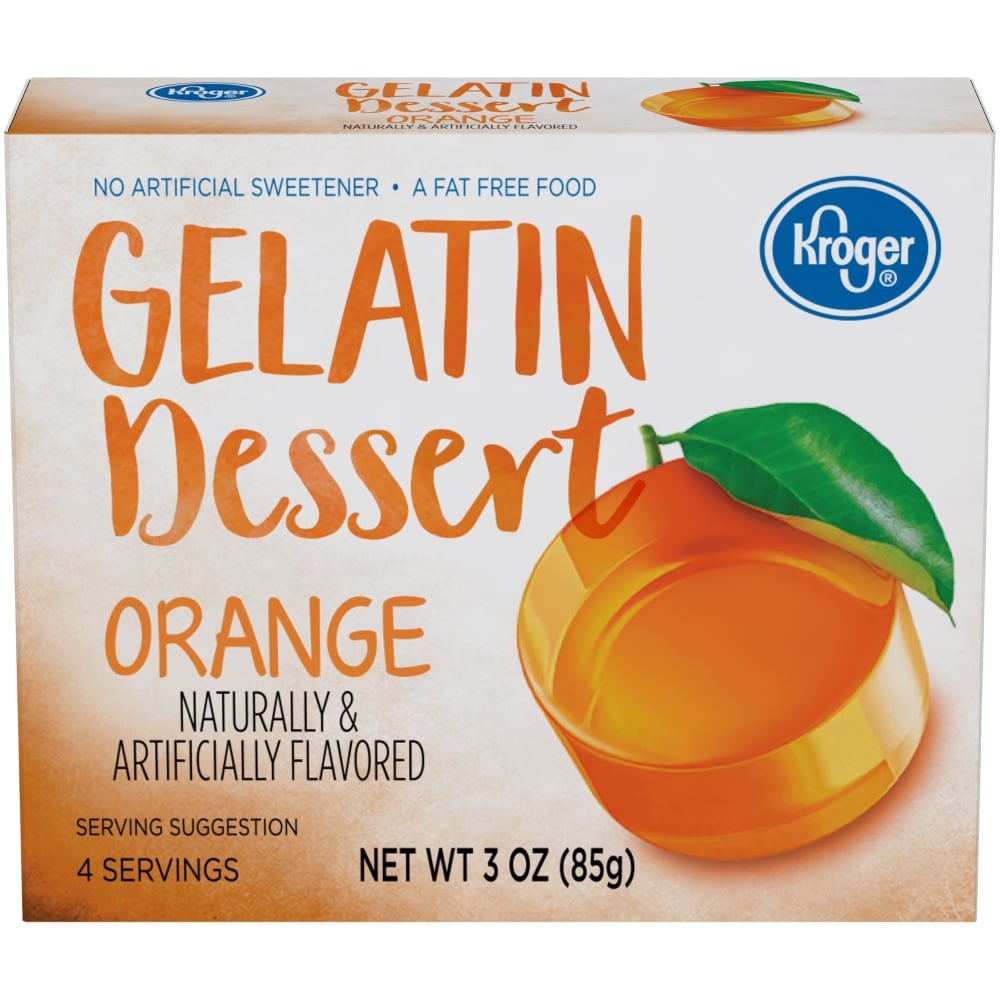 slide 1 of 1, Kroger Orange Gelatin Dessert, 3 oz