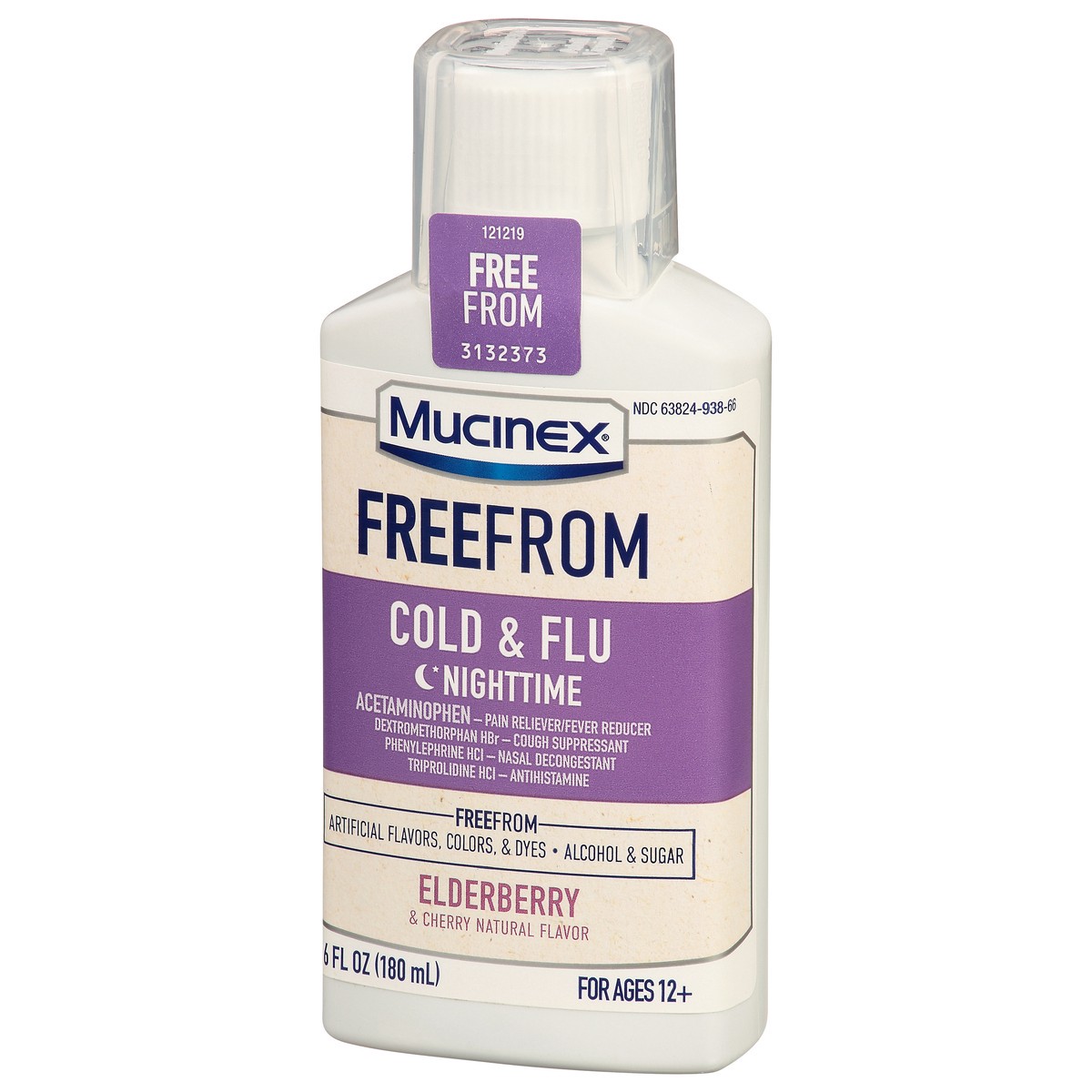 slide 12 of 13, Mucinex FreeFrom Nighttime Elderberry & Cherry Cold & Flu 6 fl oz, 6 fl oz