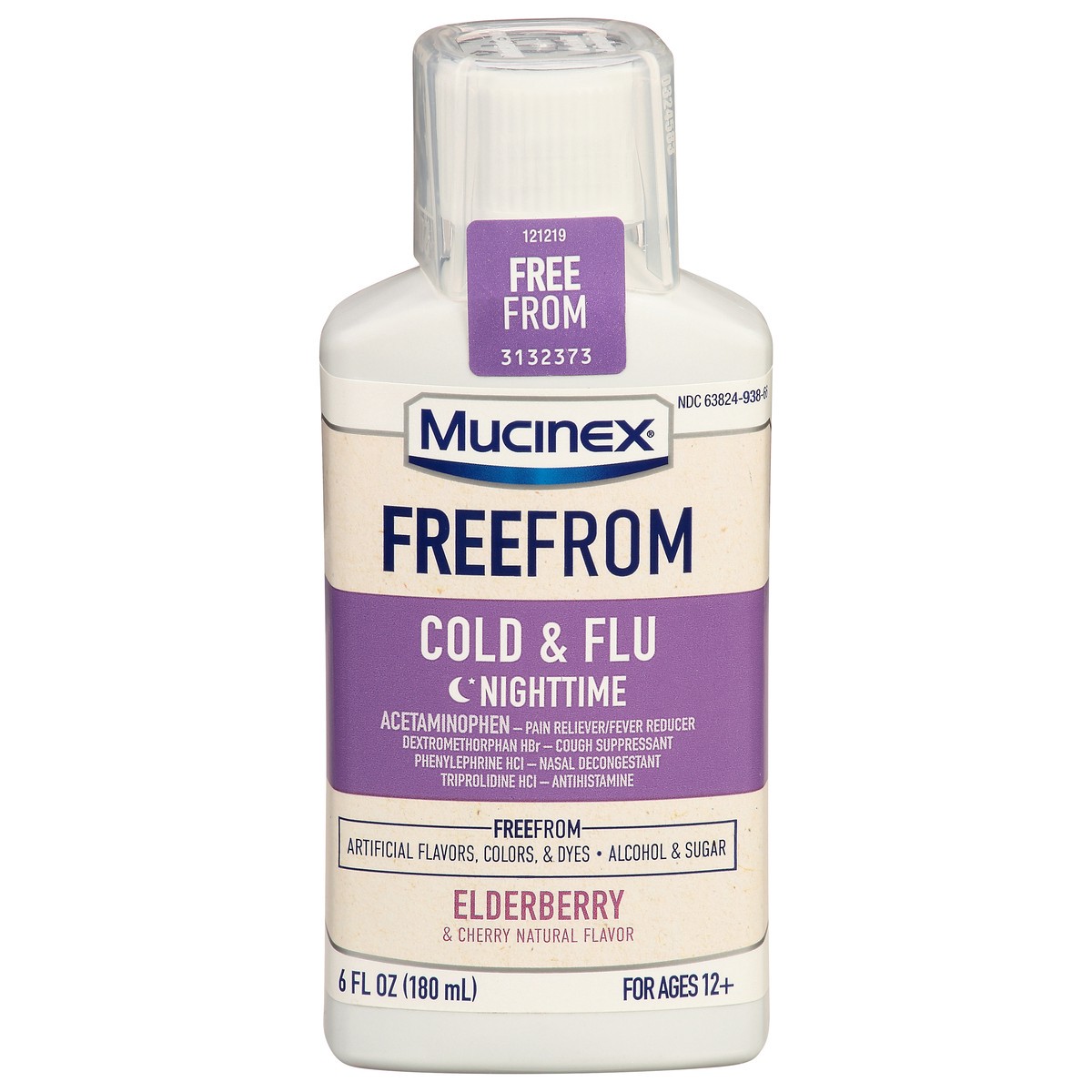 slide 3 of 13, Mucinex FreeFrom Nighttime Elderberry & Cherry Cold & Flu 6 fl oz, 6 fl oz