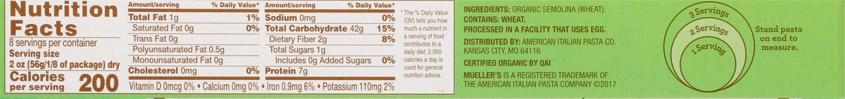 slide 8 of 12, Mueller's Organic Spaghetti 16 oz, 16 oz