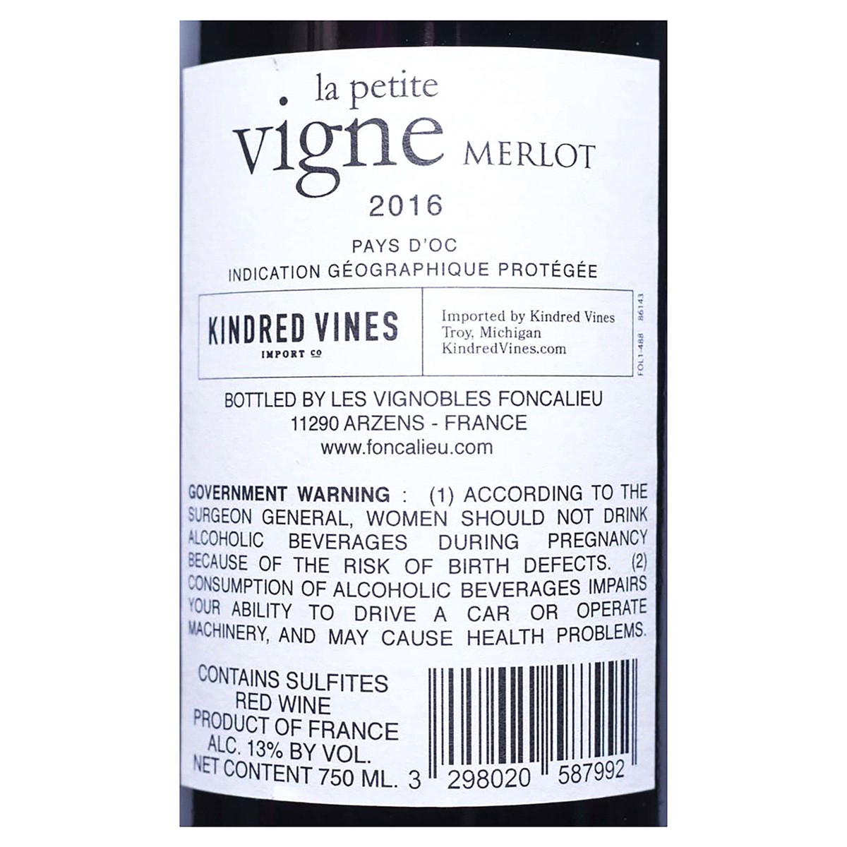 slide 2 of 2, La Petite Vigne Merlot Red, 750 ml