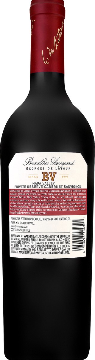 slide 8 of 8, Beaulieu Cabernet Sauvignon, Georges de Latour, Napa Valley, 750 ml