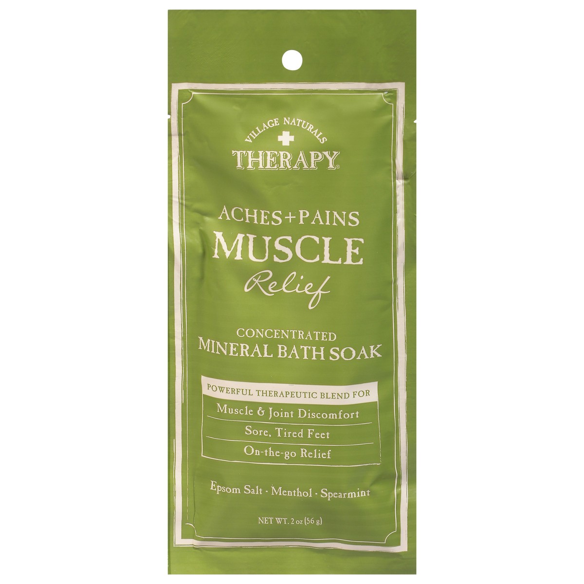 slide 1 of 9, Village Naturals Therapy Muscle Relief Aches + Pains Mineral Bath Soak 2 oz, 2 oz