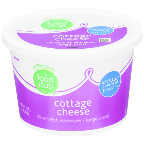 slide 1 of 1, Food Club 4% Large Curd Cottage Cheese, 1 ct