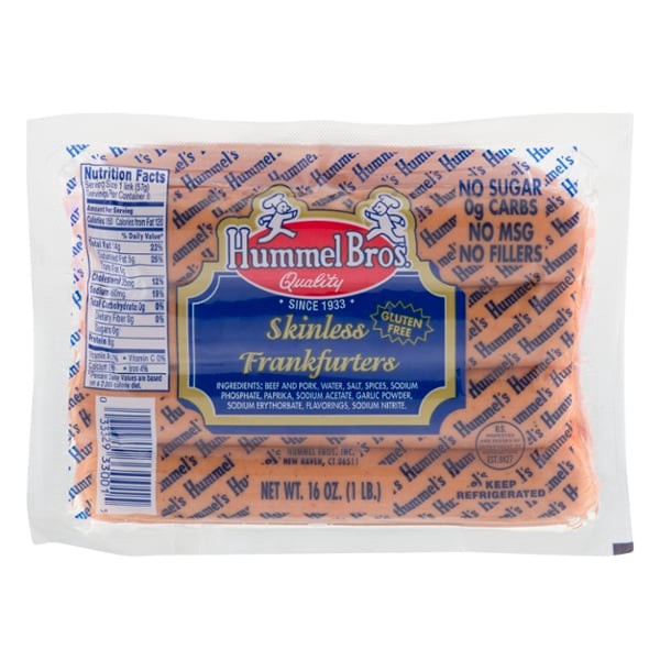slide 1 of 1, Hummel Bros. Skinless Beef & Pork Frankfurters - 8 ct, 8 ct; 14 oz