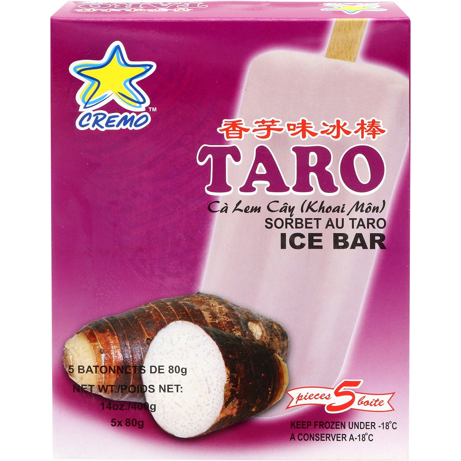 slide 1 of 1, Cremo Ice Bar-Taro, 14 oz