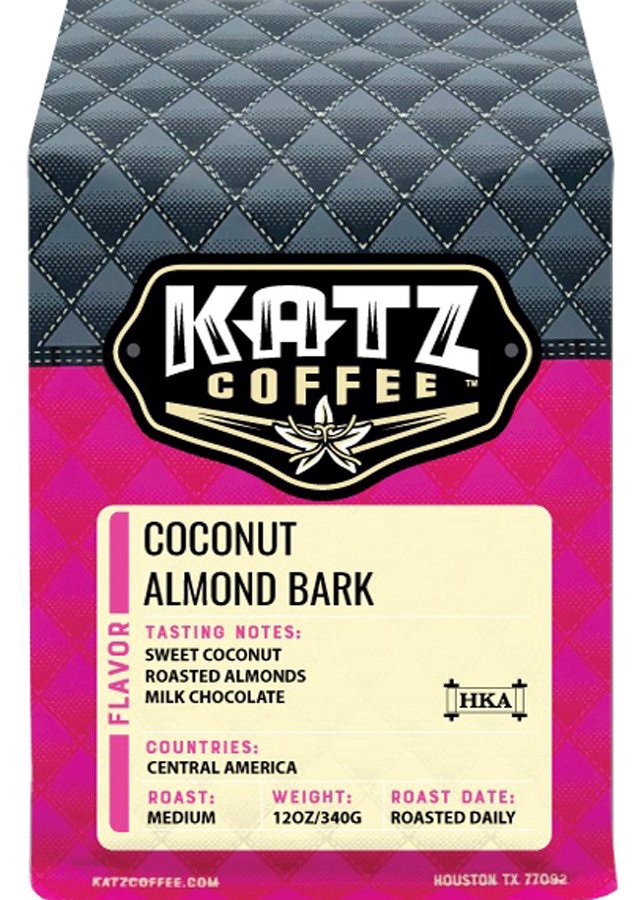 slide 1 of 1, Katz Coconut Almond Bark Whole Bean Coffee, 12 oz