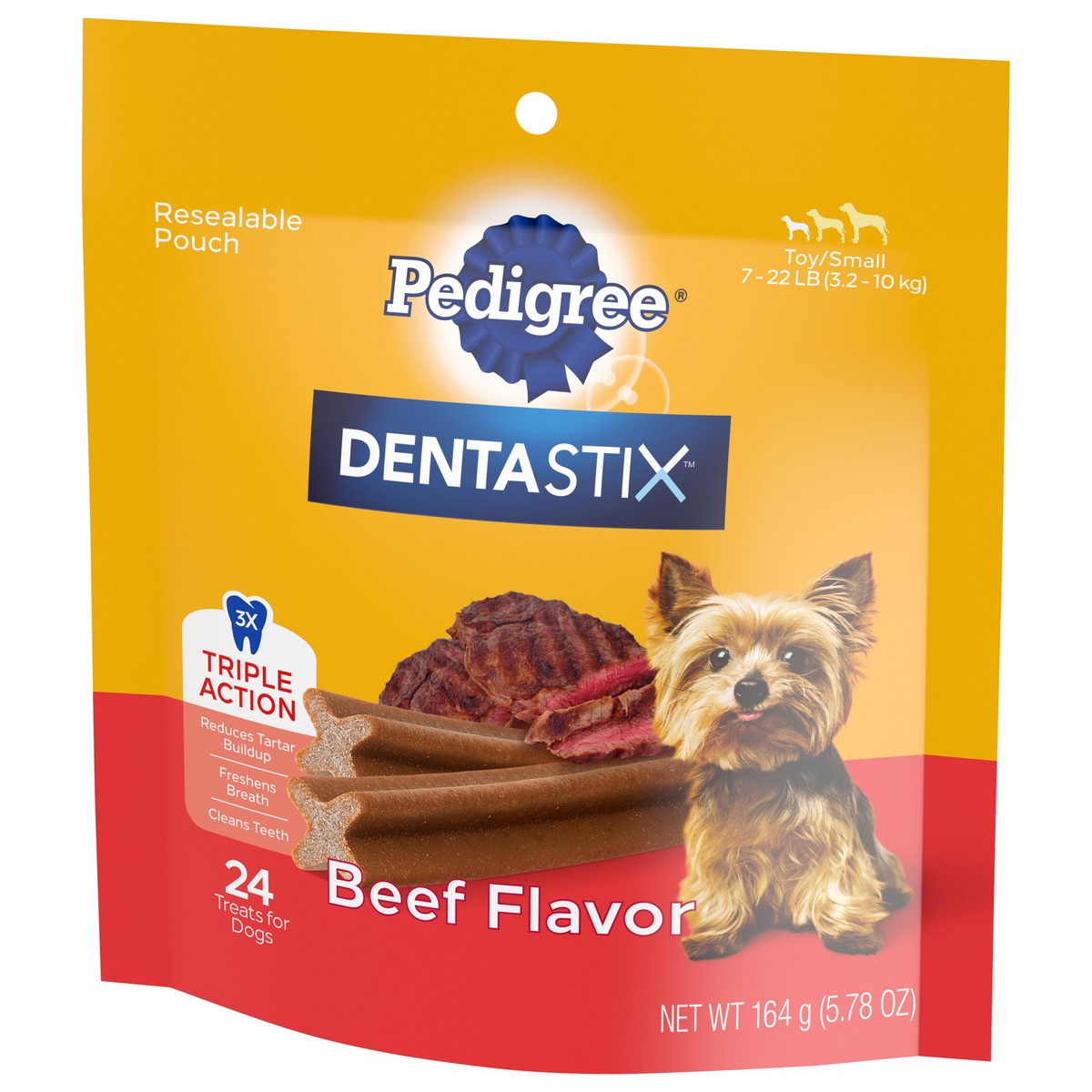 slide 3 of 6, Dentastix Triple Action Beef Flavor Dog Treats 24 ea, 24 ct