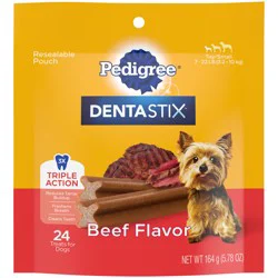 Dentastix Triple Action Beef Flavor Dog Treats 24 ea