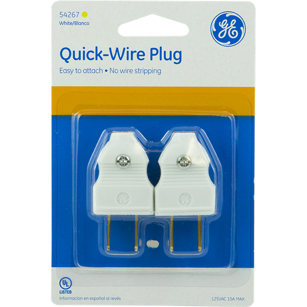 slide 1 of 3, GE Quick-Wire Plug, White, 2 ct