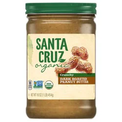 Santa Cruz Organic Crunchy Dark Roasted Peanut Butter, 16 Ounces
