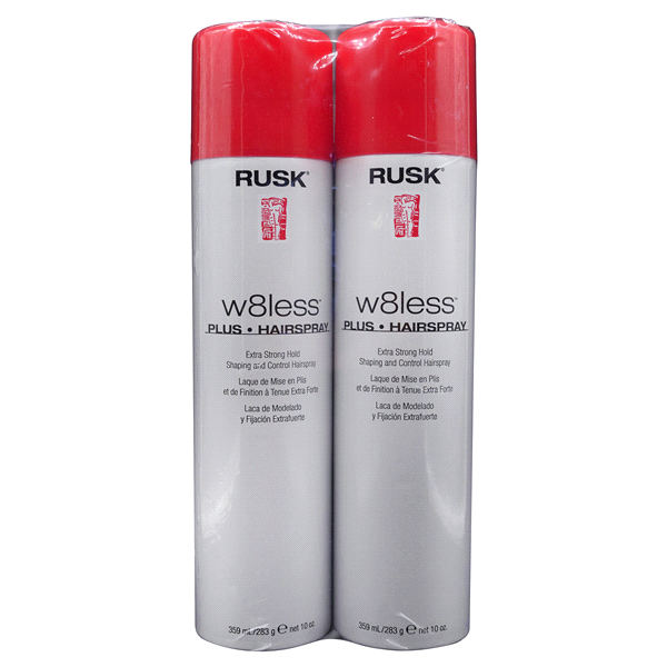 slide 1 of 1, Rusk W8less Plus Hairspray, Extra Strong Hold, 2 ct; 10 oz