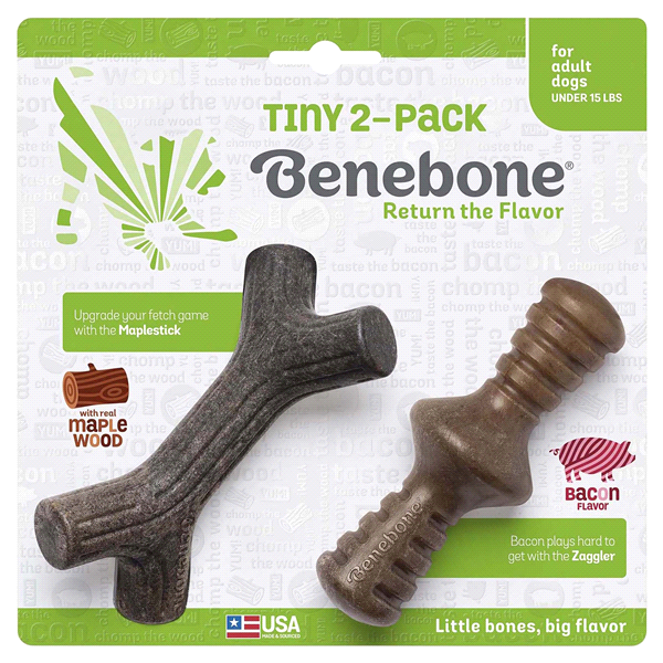 slide 1 of 1, Benebone Tiny Dog Chew Toys, Made in USA, 2 ct