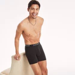 Hanes Ultimate Men's Underwear Comfort Flex Fit Total Support Pouch Boxer Brief - Black/Grey