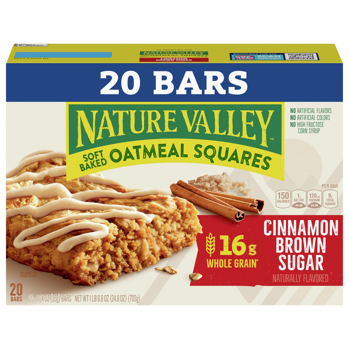 slide 8 of 13, Nature Valley Soft-Baked Oatmeal Squares, Cinnamon Brown Sugar, 20 Count, 24.8 OZ, 24.8 oz