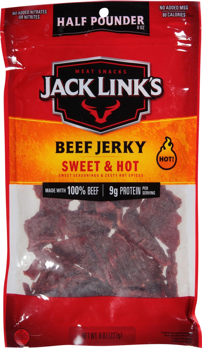 slide 2 of 11, Jack Link's Sweet & Hot Beef Jerky Family Size, 8 oz