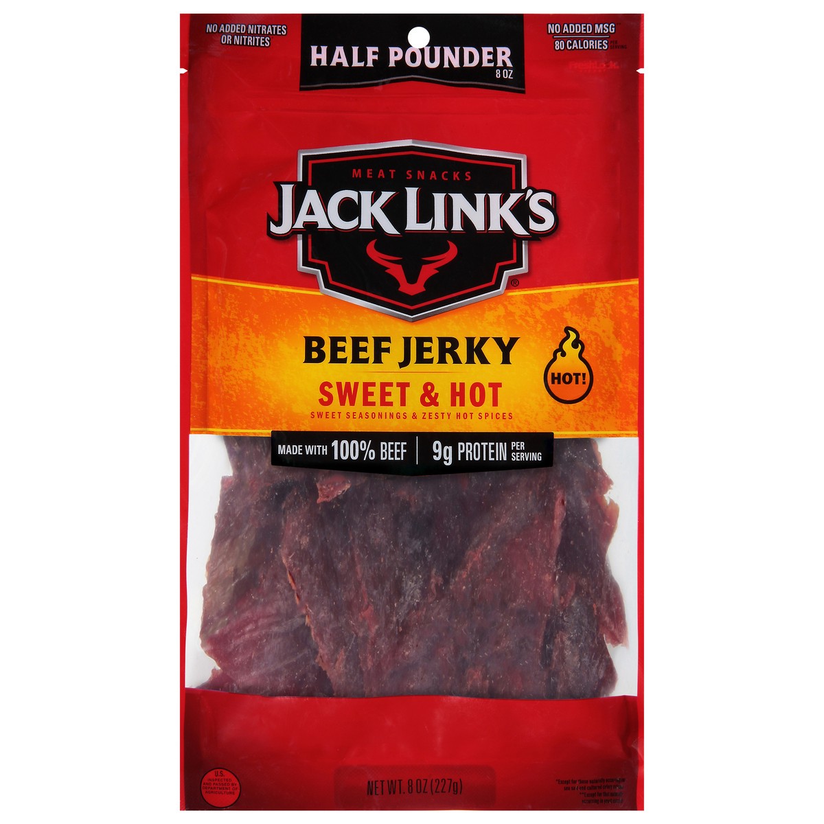 slide 6 of 11, Jack Link's Sweet & Hot Beef Jerky Family Size, 8 oz