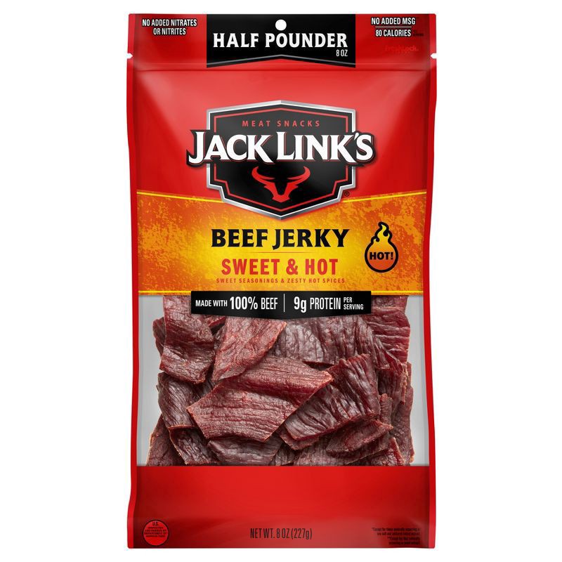 slide 1 of 11, Jack Link's Sweet & Hot Beef Jerky Family Size, 8 oz