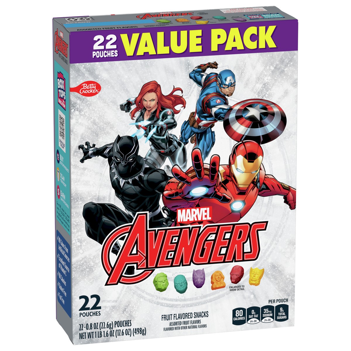 slide 6 of 9, Betty Crocker Avengers Fruit Flavored Snacks, Treat Pouches, Value Pack, 22 ct, 22 ct