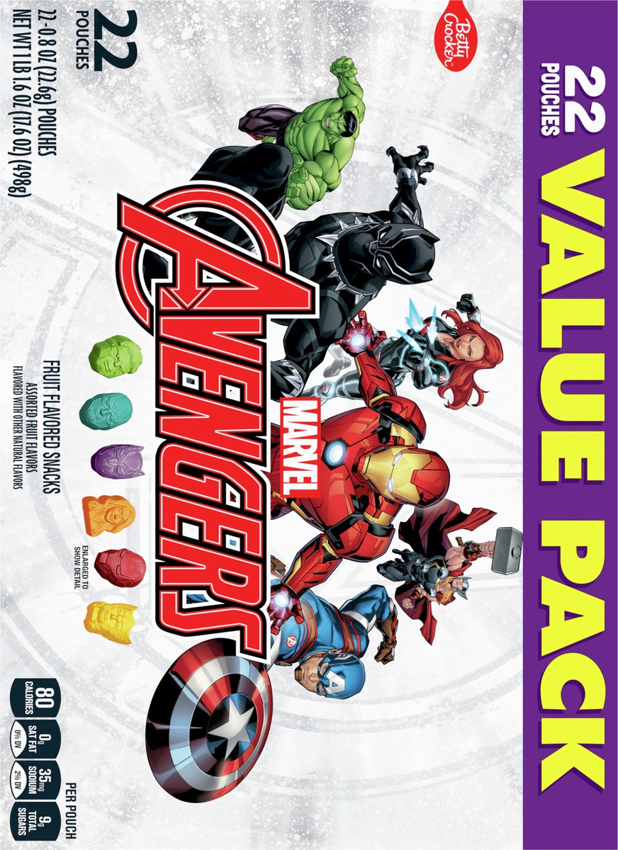 slide 7 of 9, Betty Crocker Avengers Fruit Flavored Snacks, Treat Pouches, Value Pack, 22 ct, 22 ct