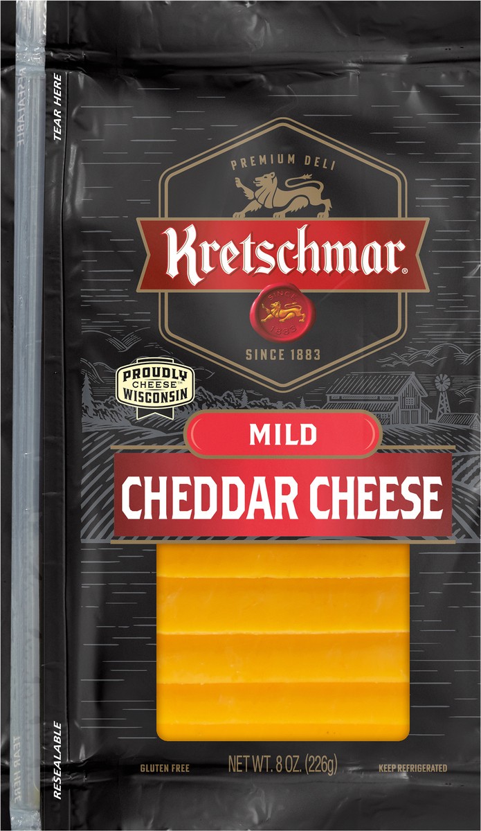 slide 2 of 3, Kretschmar Premium Deli Mild Pre Sliced Cheddar Cheese, 8 oz, 8 oz