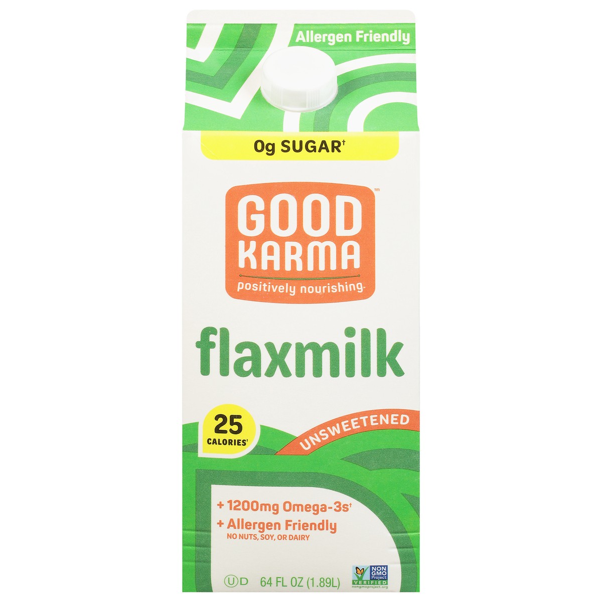 slide 1 of 1, Good Karma Unsweetened Flaxmilk, 64 fl oz