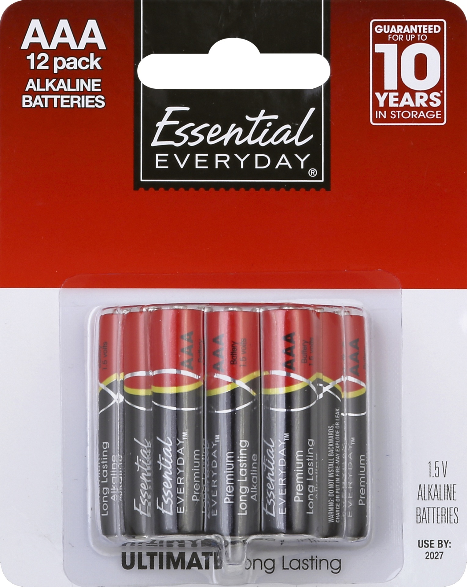 slide 1 of 1, Essential Everyday AAA Alkaline Batteries, 12 ct