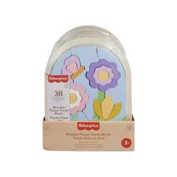 Fisher-Price Wooden Flower Puzzle Blocks for Preschool Kids, 37 pc