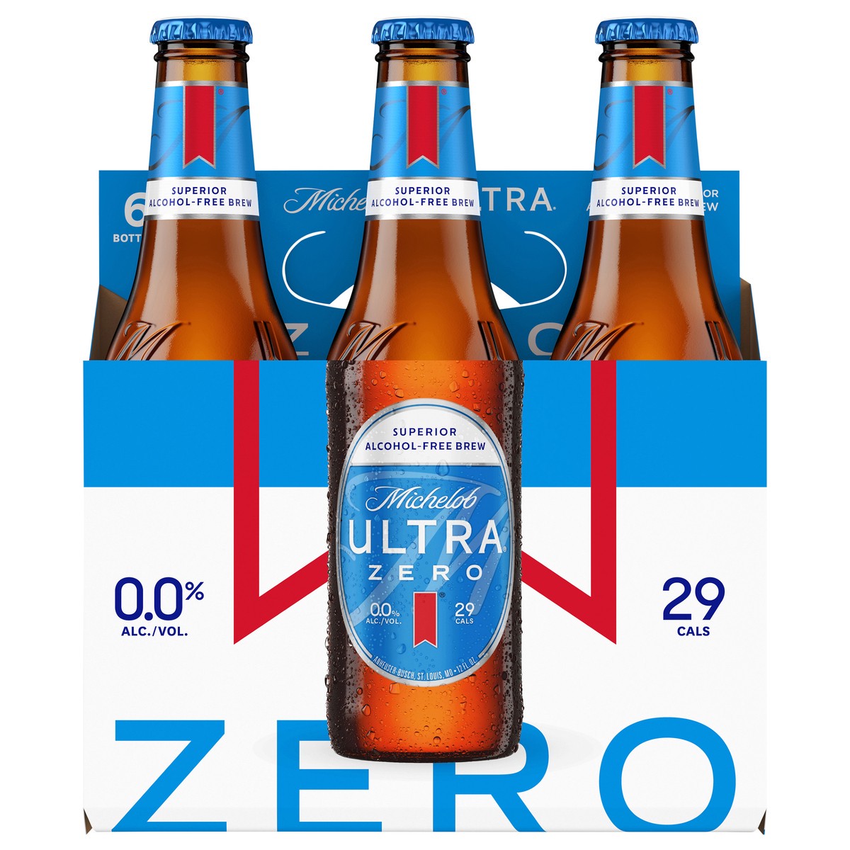 slide 1 of 12, Michelob ULTRA Zero Non-Alcoholic American Lager Beer, 6 Pack 12 fl oz Bottles, 72 fl oz