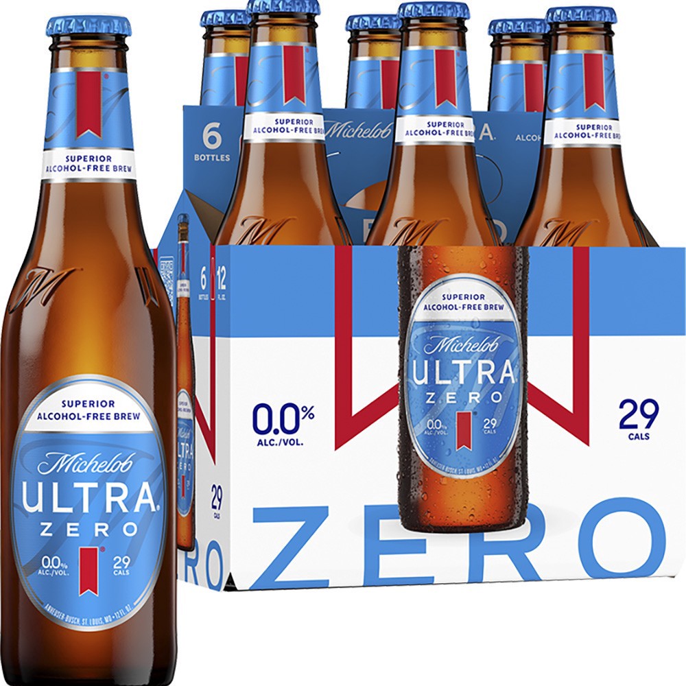 slide 1 of 1, Michelob Ultra Alcohol-Free Superior Zero Brew 6 - 12 fl oz Bottles, 6 ct