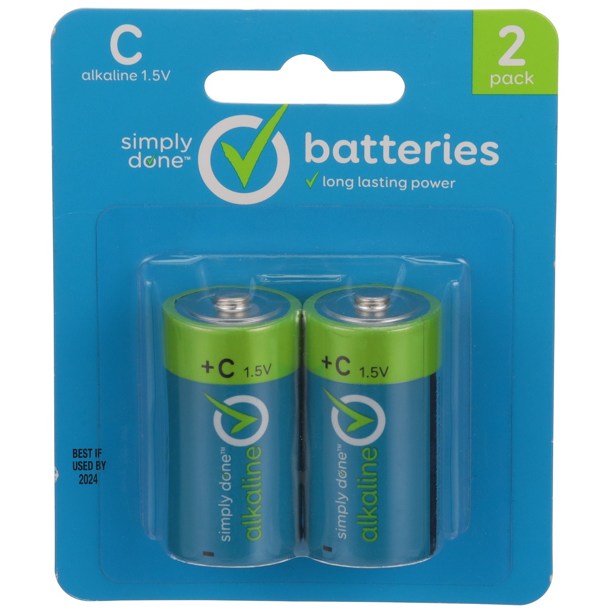 slide 1 of 1, Simply Done C Alkaline 1.5V Batteries, 2 ct