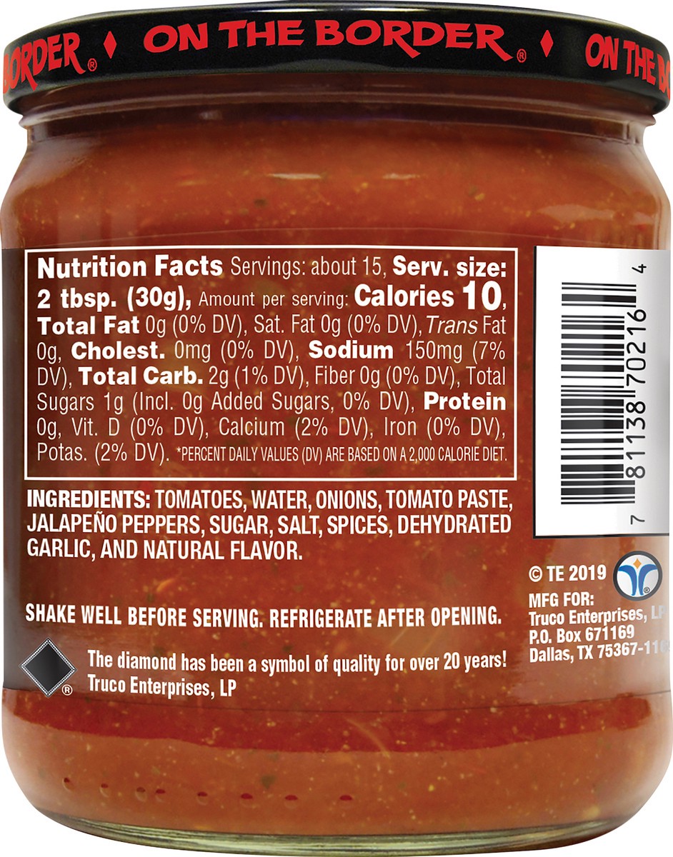 slide 4 of 7, On The Border 16 oz OTB Hot Salsa, 12 oz