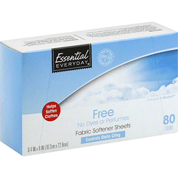 slide 1 of 1, Essential Everyday Free Fabric Softener Sheet, 80 ct