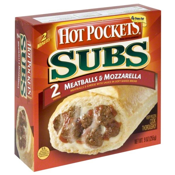 slide 1 of 1, Hot Pockets Subs Meatballs Mozzarella, 9 oz