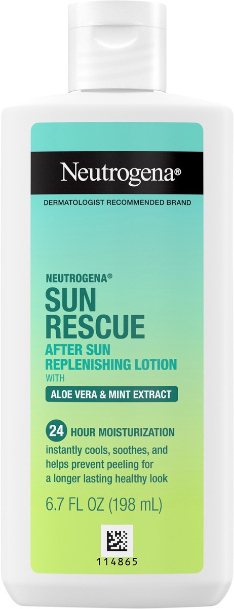 slide 1 of 7, Neutrogena Sun Rescue Replenishing Lotion with Aloe Vera, 6.7 Oz, 6.70 fl. oz