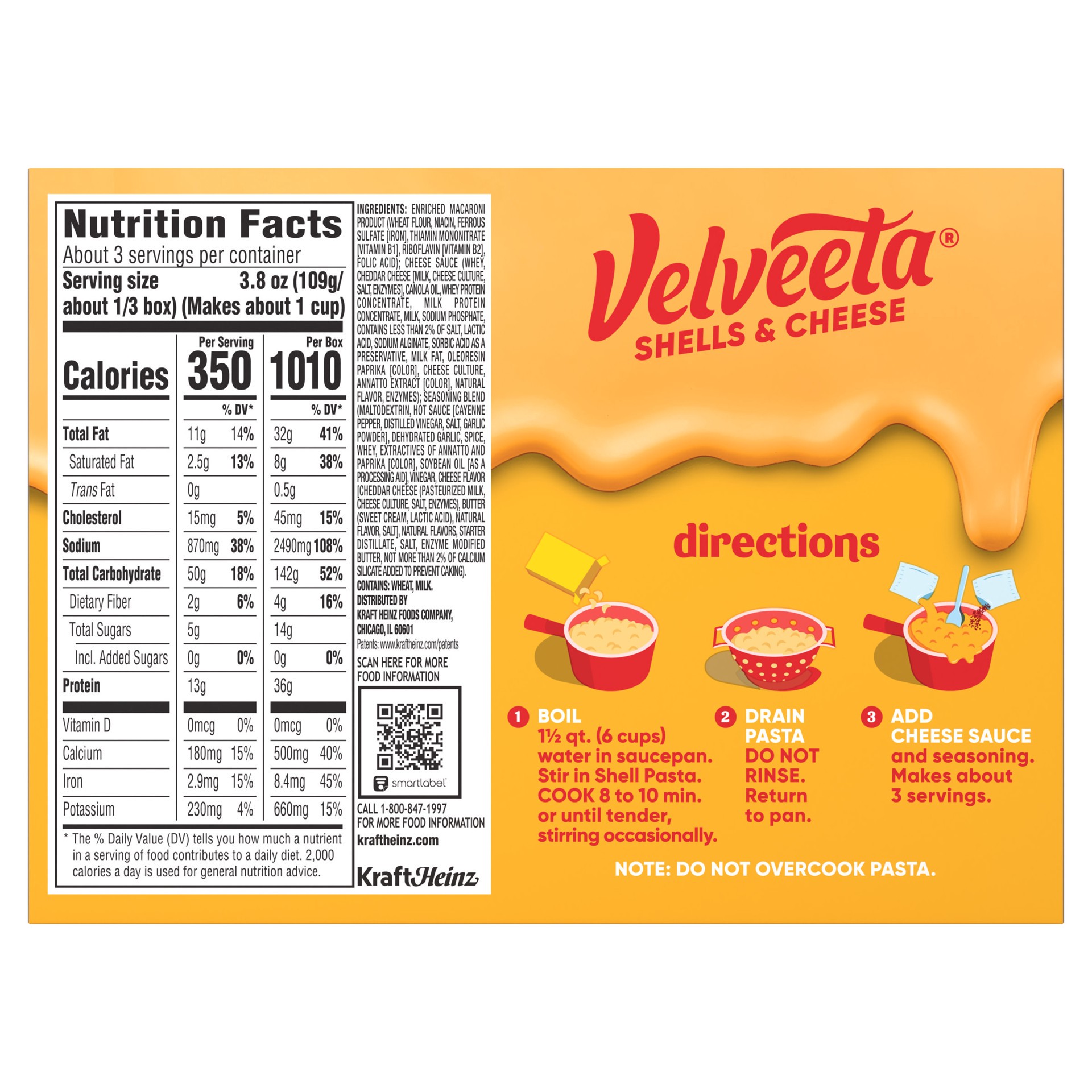 slide 3 of 5, Velveeta Buffalo Style Shells & Cheese with Shell Pasta, Cheese Sauce and Seasoning, 11 oz Box, 11 oz