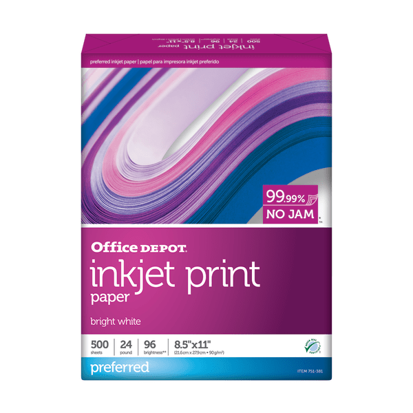 slide 1 of 3, Office Depot Inkjet Print Paper, Letter Size, FSC Certified, 30% Recycled, 500 ct; 8 1/2 in x 11 in; 24 lb