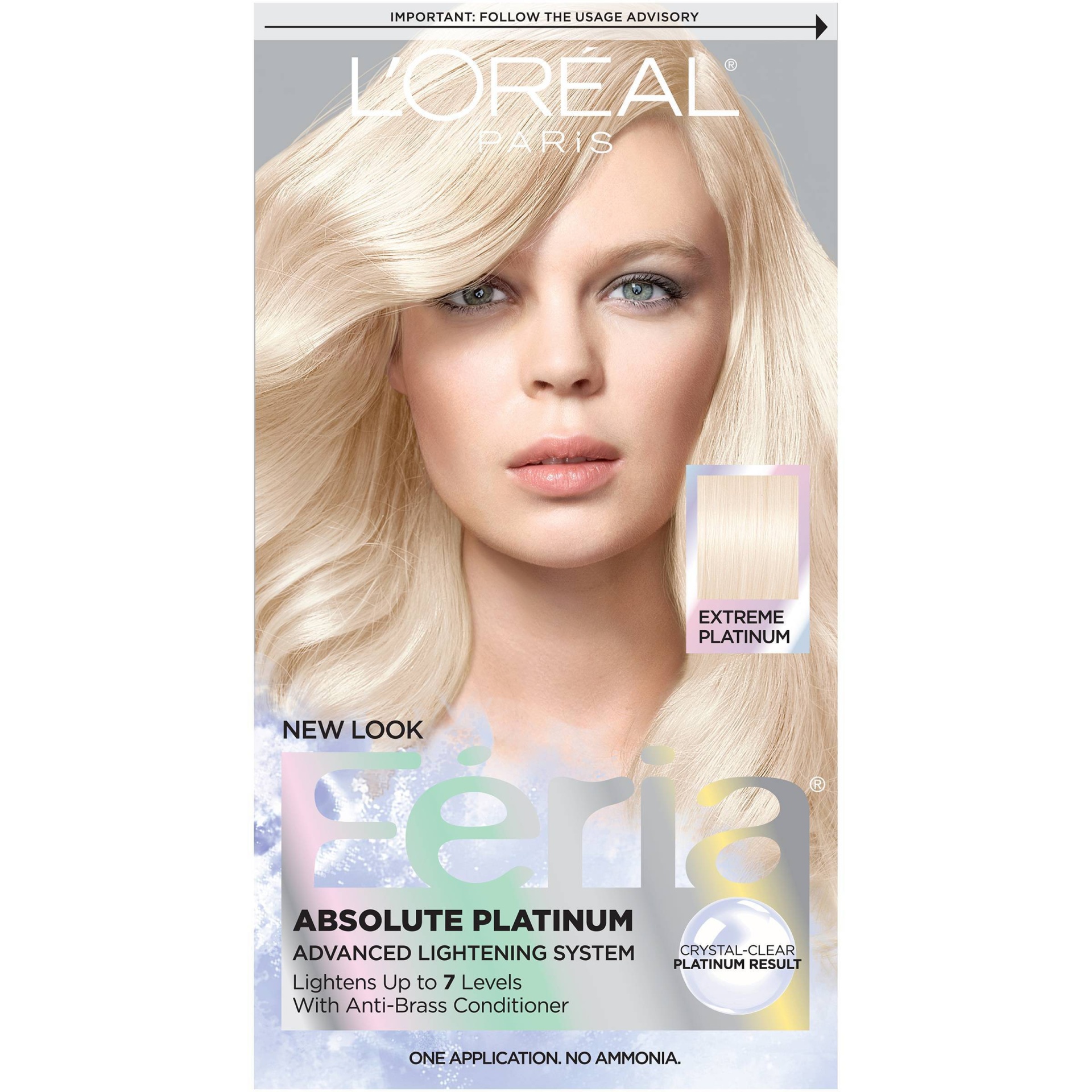 slide 1 of 1, L'Oréal Paris Feria Absolute Platinum Advanced Lightening System with Anti-Brass Conditioner - Extreme Platinum, 1 kit