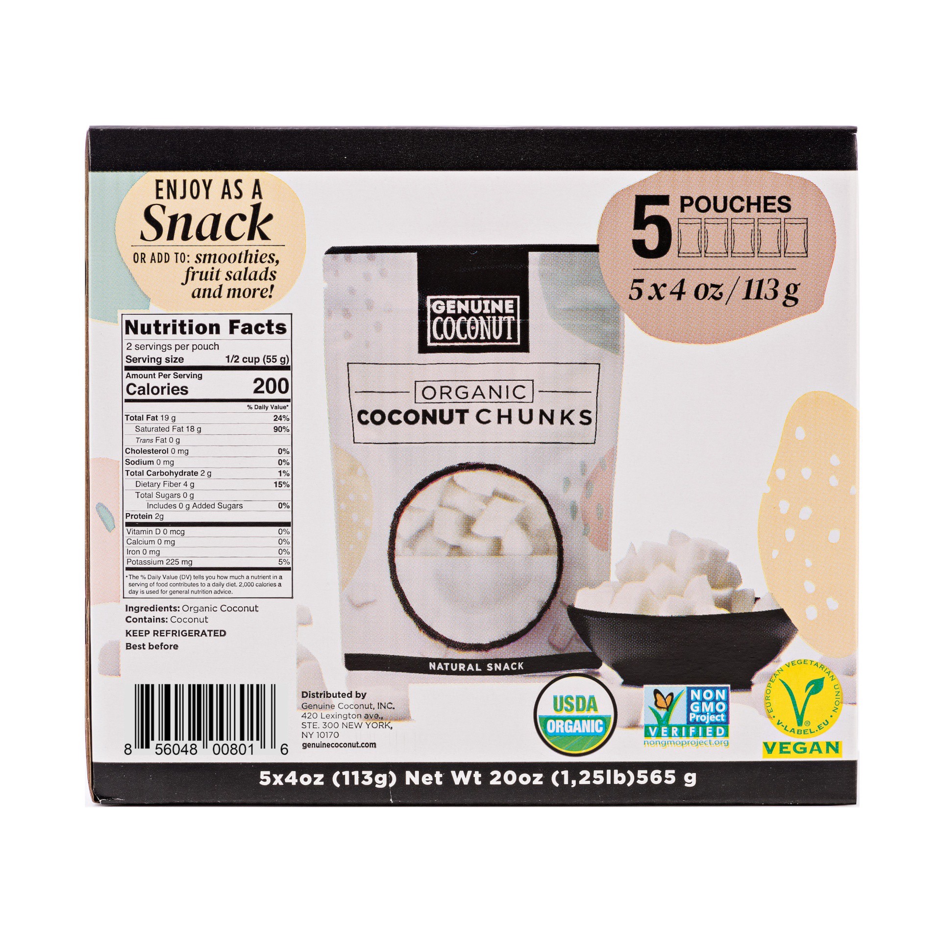 slide 2 of 2, Genuine Coconut Fresh Organic Coconut Chunks, 4 oz