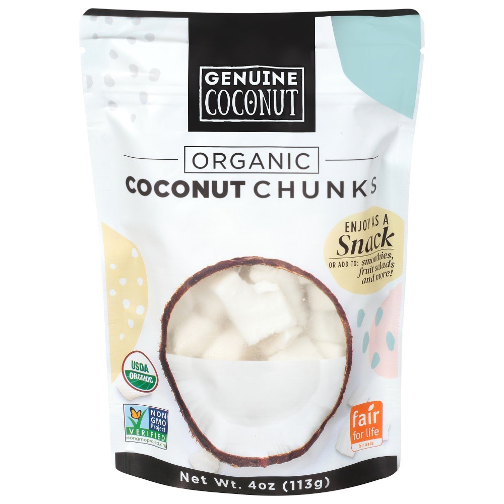 slide 1 of 2, Genuine Coconut Fresh Organic Coconut Chunks, 4 oz