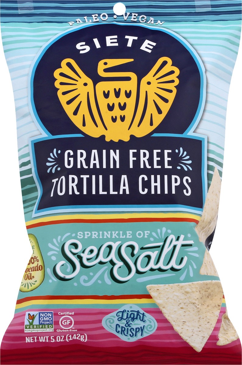 slide 1 of 13, Siete Grain Free Sea Salt Tortilla Chips 5 oz, 5 oz