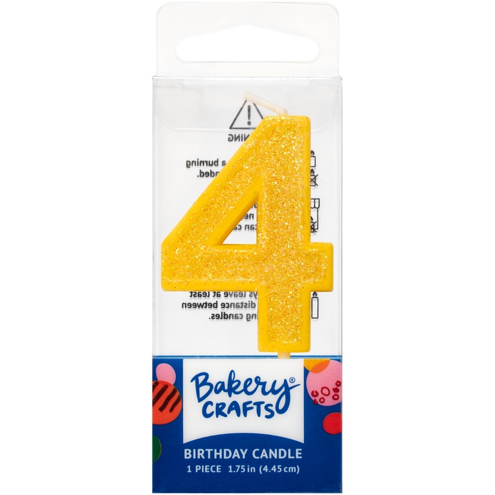 slide 1 of 1, DecoPac Four Birthday Candle Cake Decoration - Yellow, 1 ct