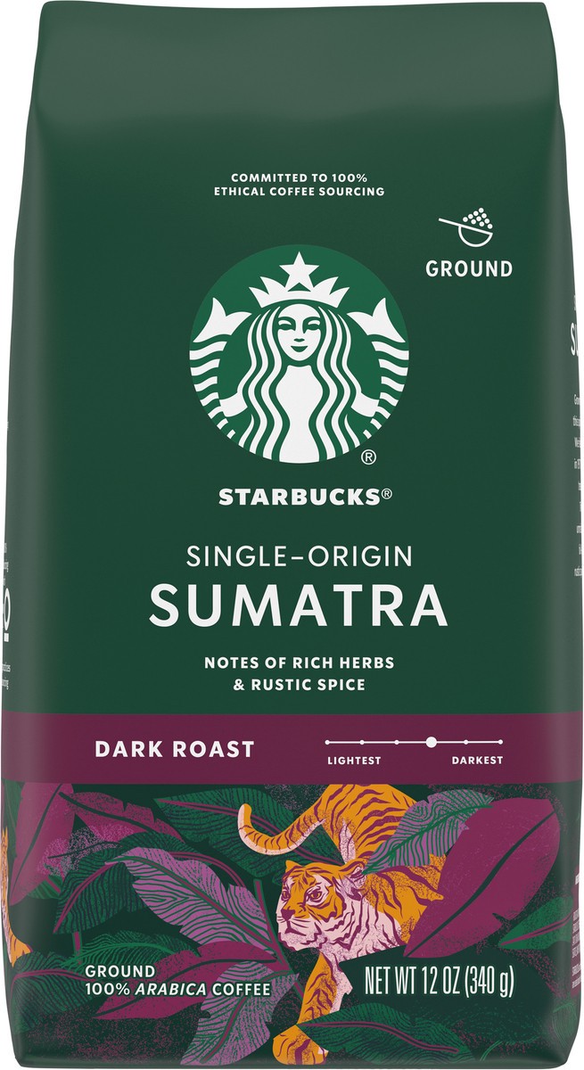 slide 1 of 9, Starbucks Dark Roast Ground Coffee — Sumatra — 100% Arabica — 1 bag (12 oz.), 12 oz